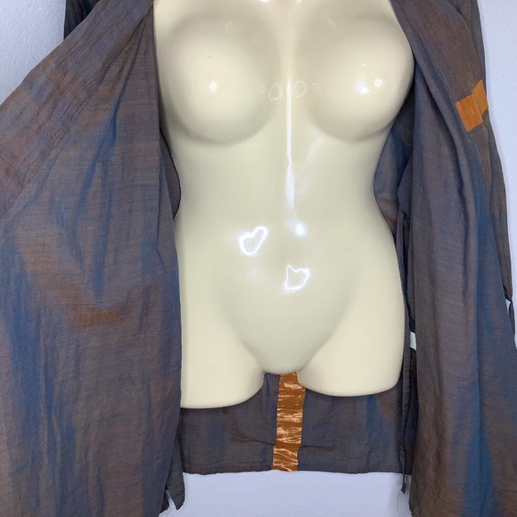 CP Shades Top Small Tan Multi Iridescent Trim Wrap Tunic Duster Lagenlook Boho - Picture 8 of 12